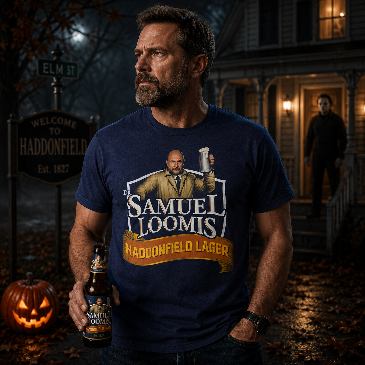 Dr. Samuel Loomis – Haddonfield Lager | Horror Movie Inspired Beer T-Shirt - Unisex t-shirt