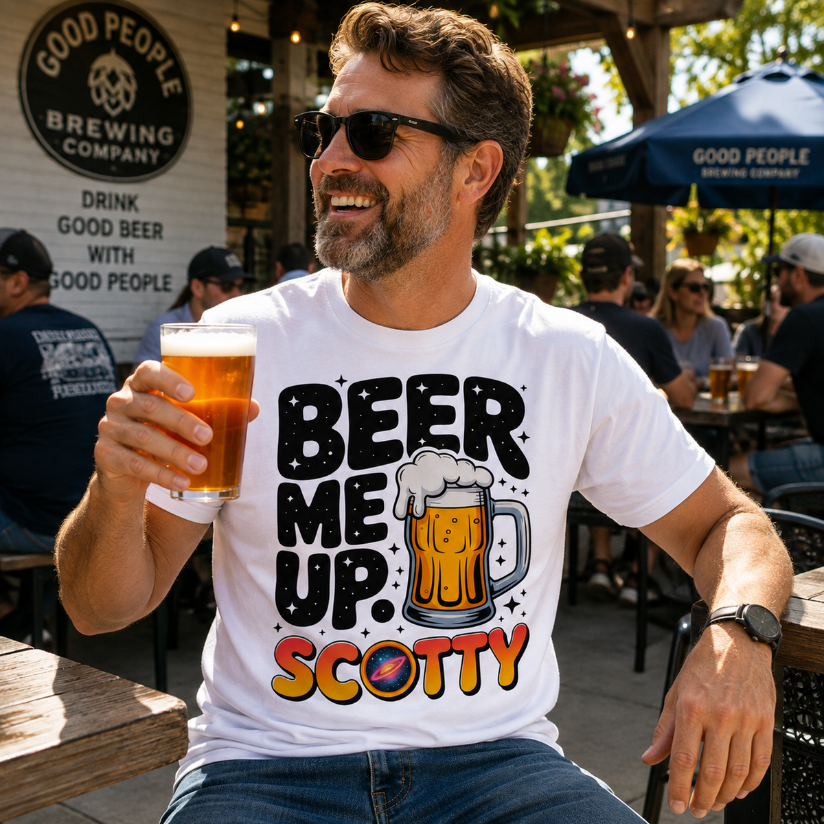 Beer Me Up, Scotty | Funny Sci-Fi Beer Lover T-Shirt - Unisex t-shirt