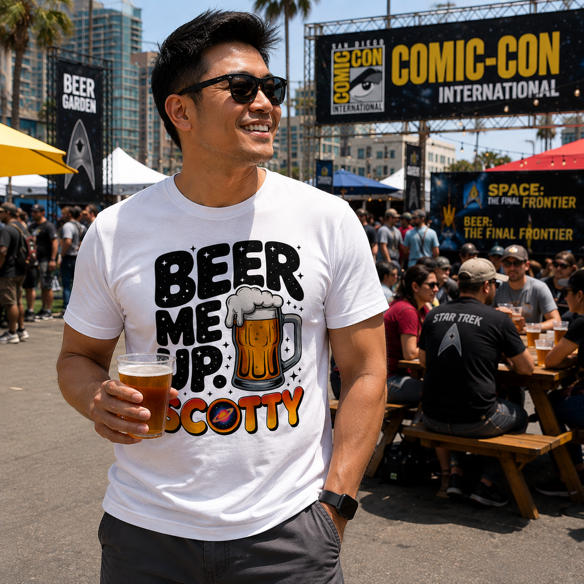 Beer Me Up, Scotty | Funny Sci-Fi Beer Lover T-Shirt - Unisex t-shirt