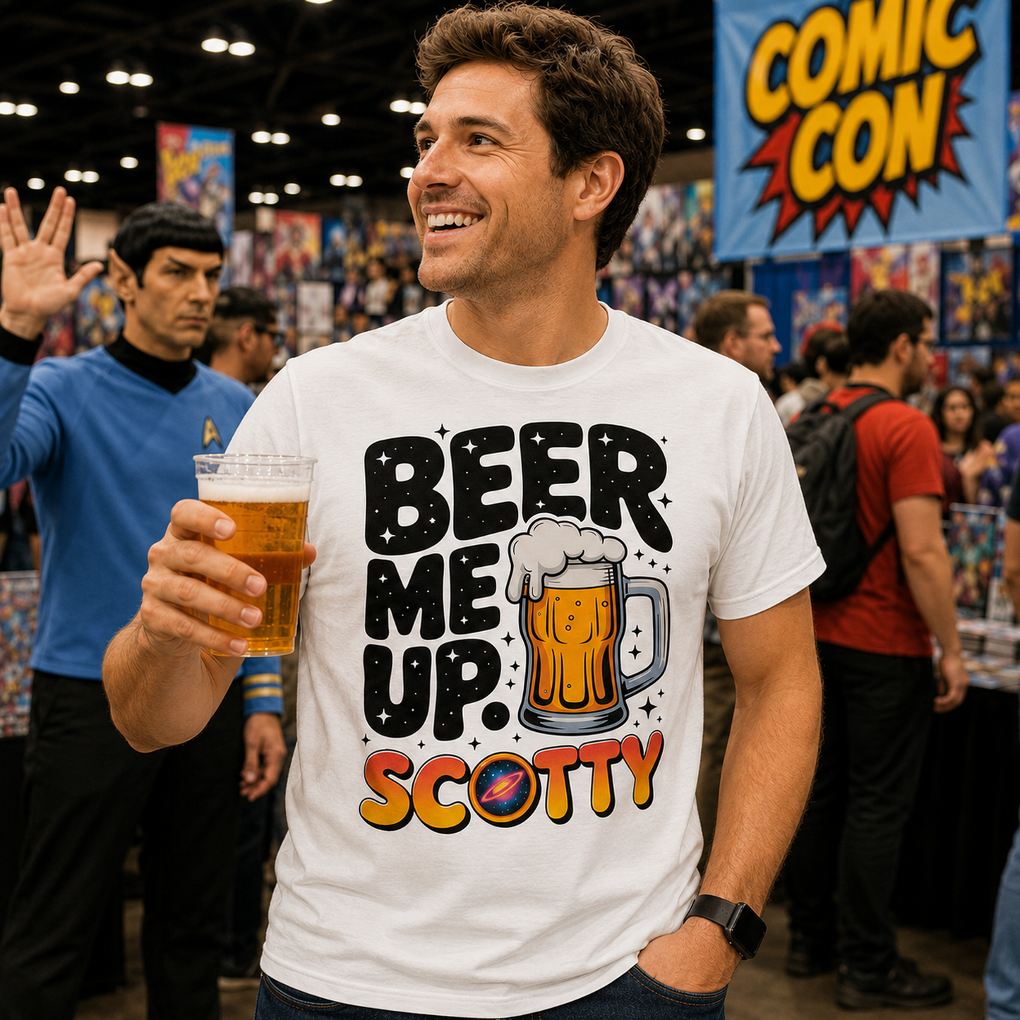 Beer Me Up, Scotty | Funny Sci-Fi Beer Lover T-Shirt - Unisex t-shirt